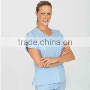 Light Blue V-Neck Medical Scrubs Set thumbnail-1