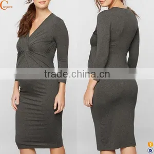 Office Maternity Clothing v Neck Dress thumbnail-1