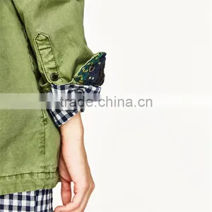 2017 OEM New Design Stylish Forest Green Spread Collar Jacket thumbnail-5