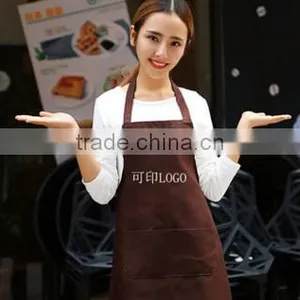 Custom Aprons Korean Solid Color Home Aprons Brown Advertising Apron Custom Printed LOGO thumbnail-2