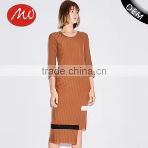 Womens Wholesaler 3/4 Sleeve Wool Knitting Pattern Sweater Dress With Lowest Price thumbnail-1