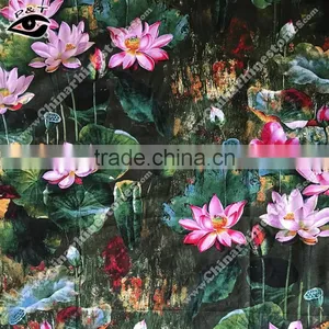 Chinese Style Fabric Lotus Printed Cotton Linen Fabric Fo Cloth Househoud thumbnail-5