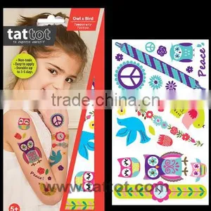 Colorful Kid Temporary Owl and Bird Tattoos Water Transfer Printing Sticker thumbnail-1