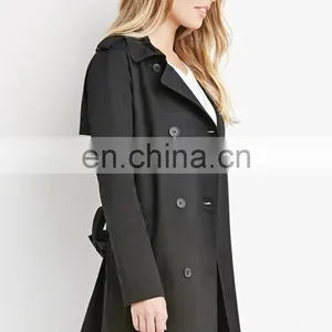 Fashion High Quality Long Sleeves Double Breasted Women Trench Coat Wholesale thumbnail-3