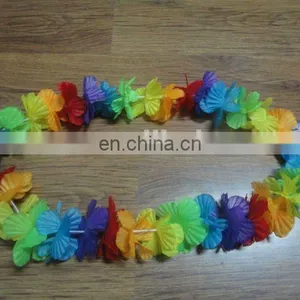 TROPICAL PARTY HAWAIIAN MULTI COLOURED FLOWER LEIS NECKLACE GARLAND FANCY DRESS thumbnail-1