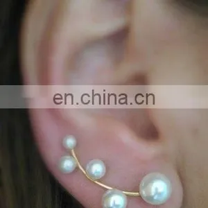 Ear Sweep Wrap - Cuff Earring - Gold Filled With Glass Pearl thumbnail-1