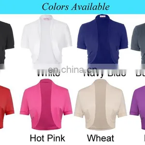 Belle Poque Women Short Sleeve Pleated Sides Cotton Bridal Shrug Bolero Dress Jacket BP000215-3 thumbnail-6