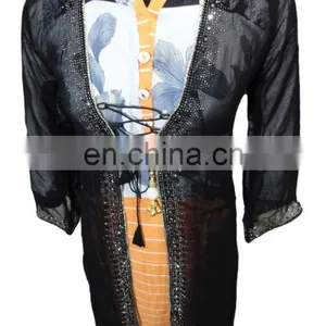 Dubai Silver Stone Work Burkha Jacket / Casual Islamic Wear Abaya Jacket / Fashionable Burkha Hijab Jacket 2017 (dubai Abaya) thumbnail-5