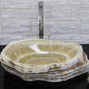 Honey Onyx Bathroom Wash Basin Luxury Stone Vessle Sink thumbnail-1