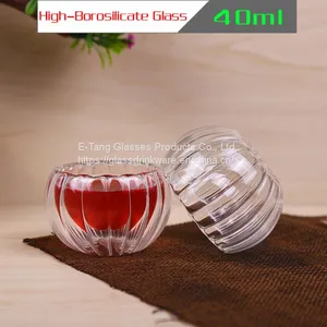 Wholesale Factory Directly Pumpkin 50ml Glass Cup, Drinking Glasses, Double Wall Mini Glass thumbnail-3