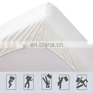 Soft King Size Waterproof Microfiber 200TC Solid Color Hotel Sateen Bed Sheet Set thumbnail-6