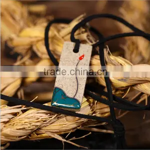 2015 Hot Selling Spring Ceramic Pendant Necklaces Silver Gold Plated Stainless Steel Couple Chain thumbnail-4