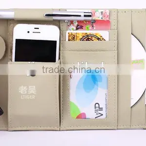 New Multi-function 7pcs Disks CD DVD Glasses Cards Sotre Case Holder Bag for Auto Vehicle Truck Sun Visor Organizer Beige thumbnail-2