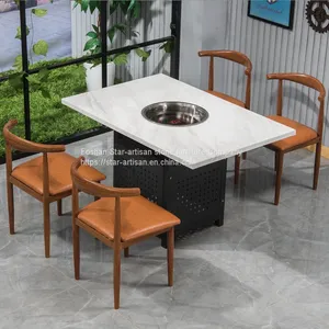 Hot Pot Round Table Custom Artificial Stone Furniture thumbnail-2