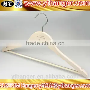 YY0522 Sale Bulk Natural Flat Wood Hanger Flat Wooden Hanger With Non-slip Bar Supplier's Choice thumbnail-2