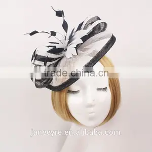 Wholesale Party/Church/Races White/Black Sinamay Base Fascinator Hat thumbnail-3