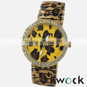 Fashionable Woman Girl Student's Bracelet Wrist Watches Ladies Leopard Print Elastic Stretch Watchband Watch thumbnail-1