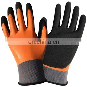 Long Cuff Green Flock Lined Nitrile Chemical Resistant Industrial Disinfect Work Glove thumbnail-5