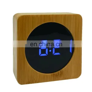 Promotional Modern Home Living Room Cloth Surface Electronic Desktop Digital Led Wooden Alarm Clock thumbnail-3