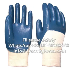 Heavy Duty Knit Wrist Cotton Jersey Liner Nitrile Fully/Half Coated Work Gloves thumbnail-4