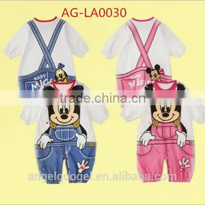2015 New Factory Wholesale Bulk Cartoon Baby Solid Color Infant Rompers Organic Cotton AG-LA0028 thumbnail-1