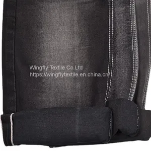 12 oz Black Stretch Selvedge Denim Fabric Wholesale Summer Selvedge Denim Material Suppliers W284526 thumbnail-2