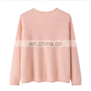 Wholesale Autumn Women's Casual Jacquard Knit Cardigan V-Neck Single Breast With Button Decoration OEM Service Available thumbnail-2