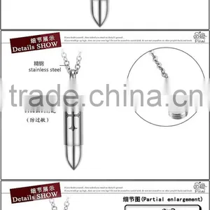 Titanium Stainless Steel Bullet Pendant Necklace Men's Design Can Open to Put Something in it thumbnail-5
