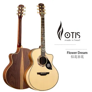 OTIS 41inch Folk Acoustic Guitars Flower Dream All Solid Guitar Wooden Guitar Factory thumbnail-1