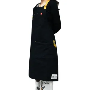 Adjustable Strap Kitchen Aprons Multi Pockets Full Length Stain Resistant Household Cooking Service Aprons thumbnail-3