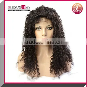 Cheap Glueless Lace Front Wig Kinky Curl Indian Virgin Hair thumbnail-1