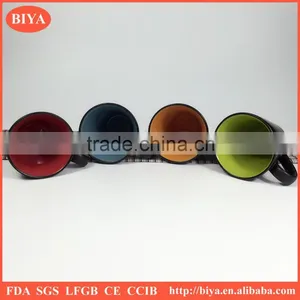 Hot Selling Stoneware Coffee Mug With Handle Matte Black With Colors Inside thumbnail-2