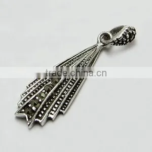 Delicate Marcasite Black CZ Pendant, Fancy Silver Jewellery, Gemstone Silver Jewellery thumbnail-3