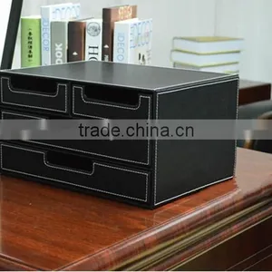 Pu Faux Leather Tidy Tray Pen Pot Desk Orgainser Hot Sell Brush Pot Multifunction PU Leather Pen Desk Organizer thumbnail-4