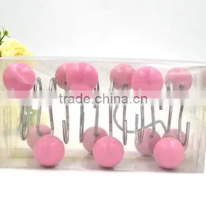 Pink Sphere Polyresin Bathroom Shower Curtain Hooks thumbnail-1