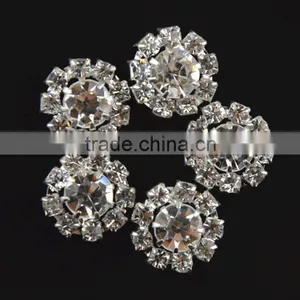 20MM Wholesales Bulk Cheap Silver Plated Alloy Snowflake Crystal Rhinestone Button For Baby Girl Jewelry Garment Accessory thumbnail-1