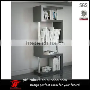 Portable High Gloss Shelving Unit Wooden Display Stand Bookshelf thumbnail-1