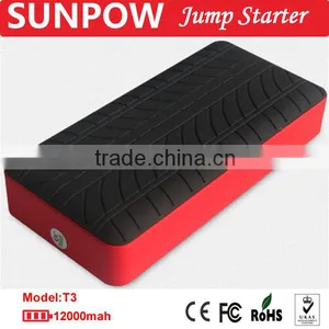 Sunpow 12000mAh Triple Usb 12v Car Jump Starter Mini Mobile Power Bank Booster With Air Compressor thumbnail-3