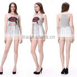 Big Mouth Printed Lady Blouse & Top Wholesale Tank Top Women thumbnail-5