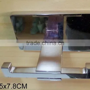 Large Rectangle Back Base Plate Stainless Steel Polish Chrome Wall Mount Double Robe Hook thumbnail-1
