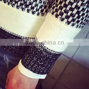 2015 Autumn Winters Splicing Stripe Round Collar Sweater for Color Combination Sweater thumbnail-6