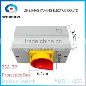 Isolator Switch With Protective Box Cover Waterproof YMD11-25D 3P 25A Rotary Changeover Switch On-off Power Cutoff With Padlock Supplier's Choice thumbnail-2