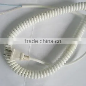 2 Cores Long Flexible White PU Spiral Cable thumbnail-1