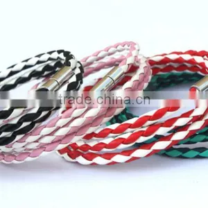 NEW Fashion Handmade Leather Wrap Wristband Cuff Punk Magnetic Buckle Bracelet thumbnail-6