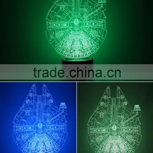 LED Holiday Lamp 3D Bulbing Light Millennium Falcon Shape Light Color Changing With Touch Button 3D Led Small Night Light thumbnail-1