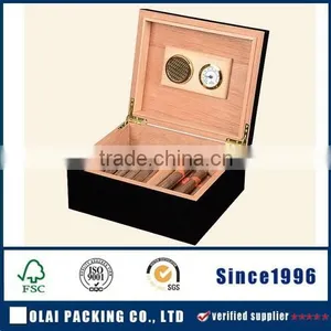 Premier Black Square Wood Humidor Box for Sale thumbnail-1