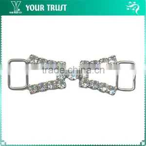 3MM 5MM Clear Cystal Rhinestone Connector Rhodium Metal Belt Buckle thumbnail-1