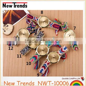 Newest National Style Multi Color Woven Braid Women Bracelet Watches thumbnail-2