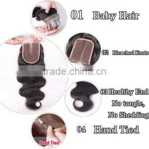 Brazilian Body Wave Top Closure Unprocessed Human Hair Lace Closure Bleached Knots With Baby Hair thumbnail-6