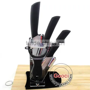 BLACK Handle WHITE BLADE Professional Chefs and Home Cooks 3"+ 4"+ 5"+Peeler Kitchen Ceramic Knife Set thumbnail-1